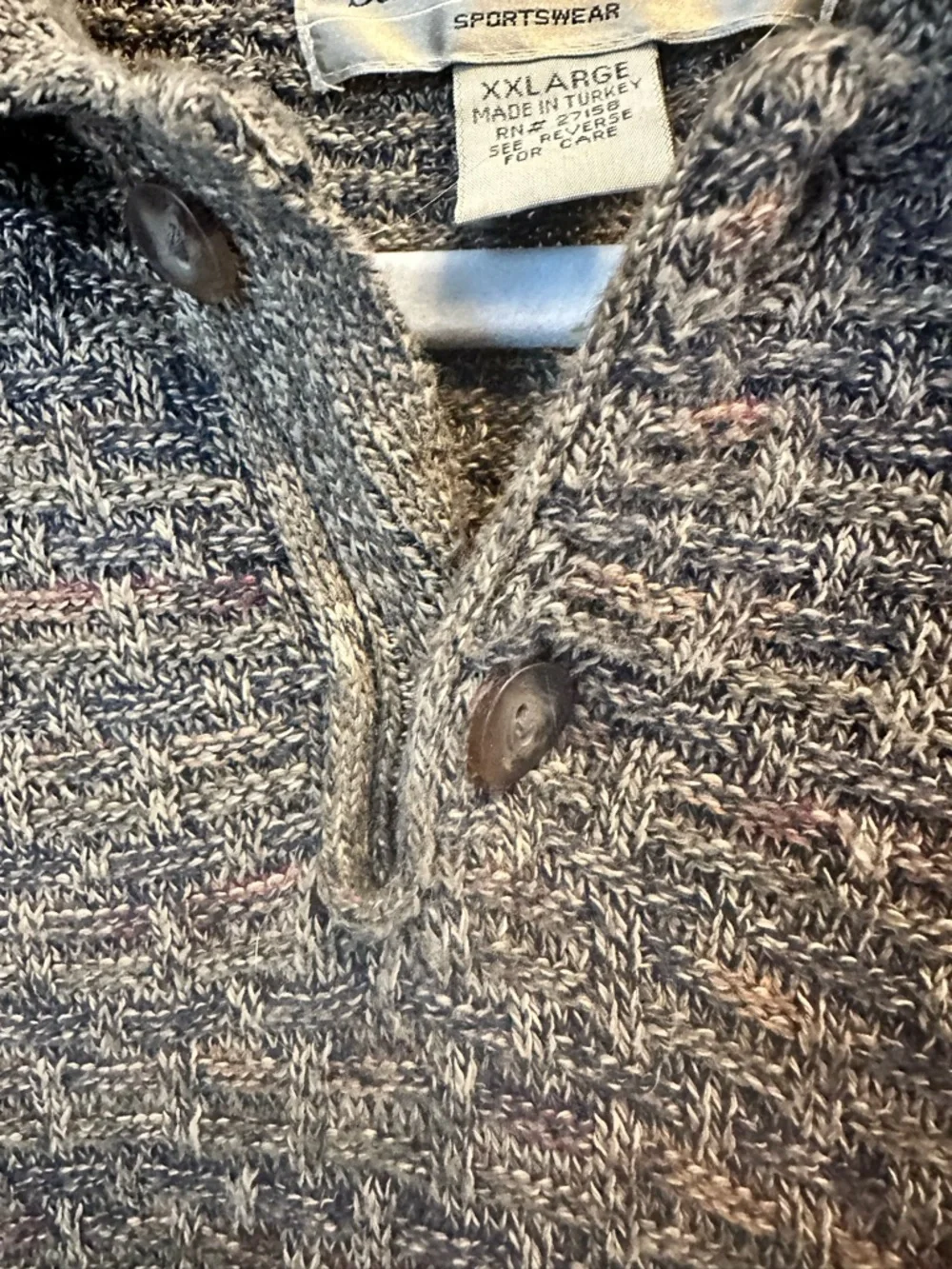 San Mateo Island Vintage‎ Mens XXL Long Sleeve Knit Polo Sweater Textured